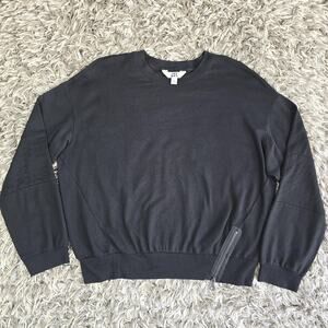 JoyLab Sweatshirt Womens Large Black Modal Blend Crewneck Side Zip Pullover